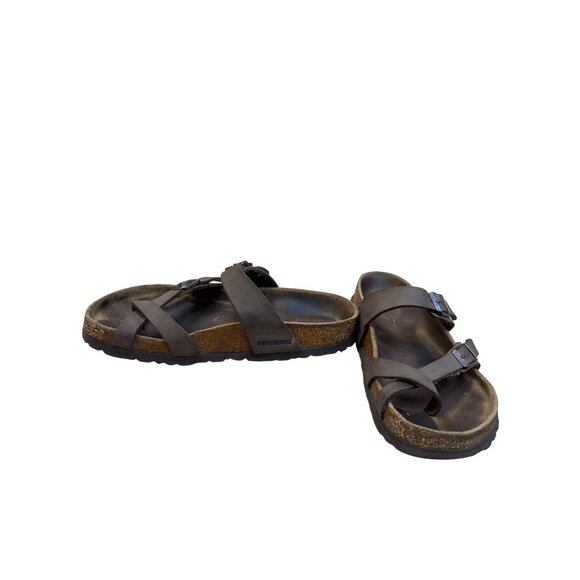 Birkenstock Womens Brown Leather Slip Sandals Size 6 SKU 8196 - Picture 3 of 10